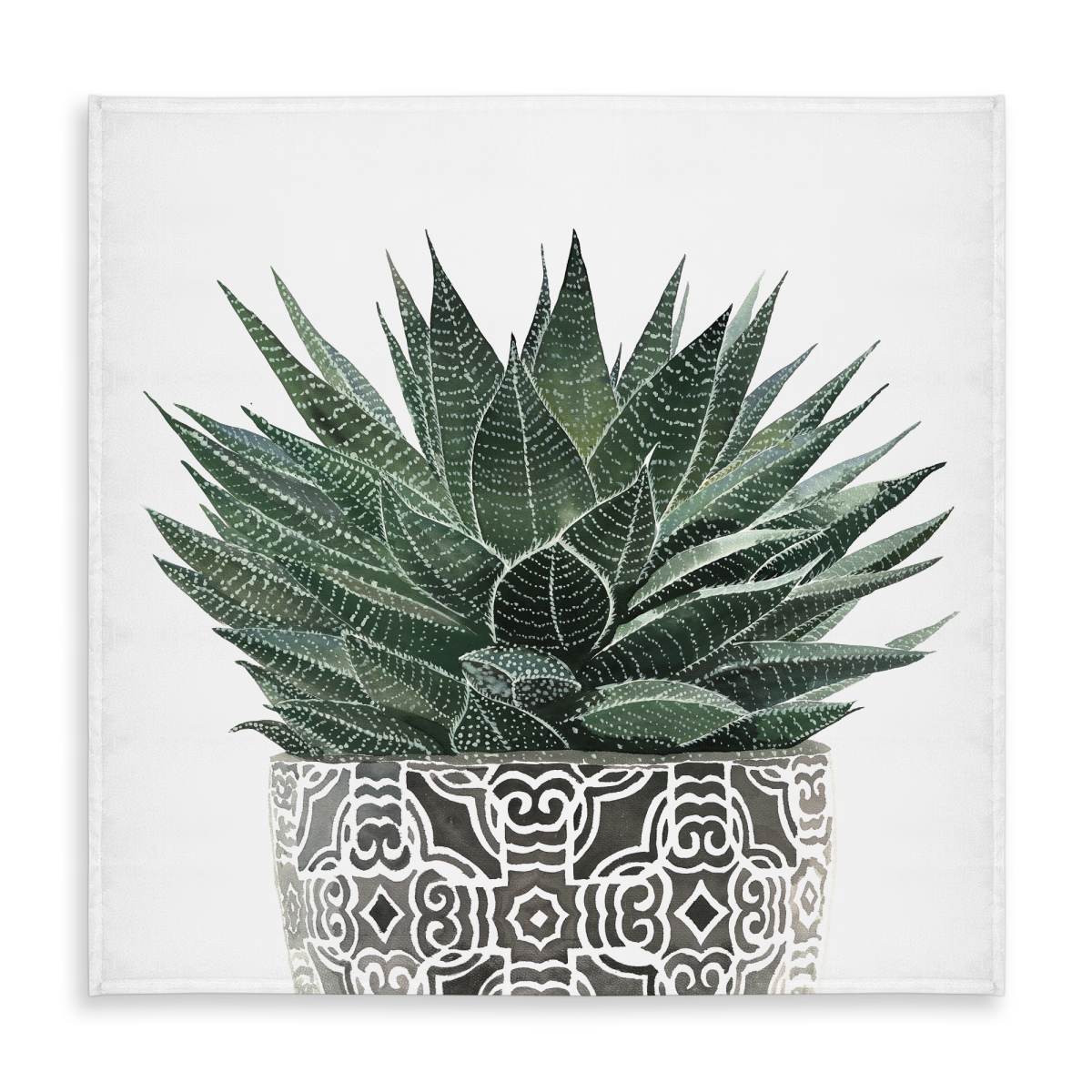 Picture of Begin Home Decor C1TC5858IWYTZM 58 x 58 in. White Bohemian Tablecloth - Zebra Plant Succulent Decor