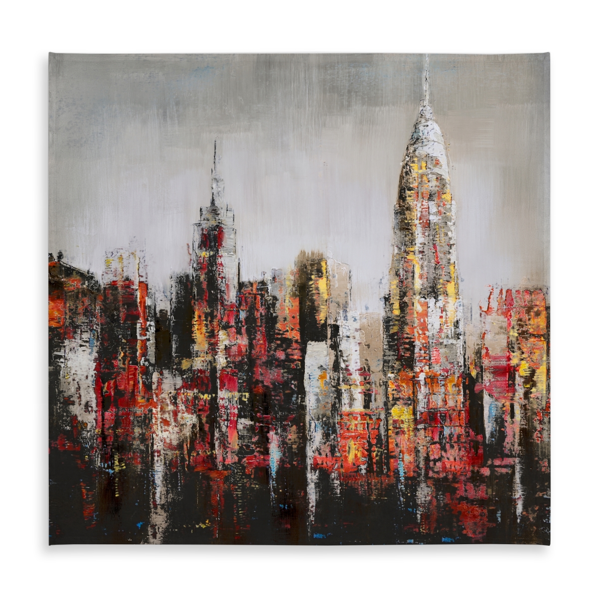 Picture of Begin Home Decor C1TC5858XICA0P 58 x 58 in. Paint Splash City - Building Red Tablecloth for Indoor Outdoor Decor