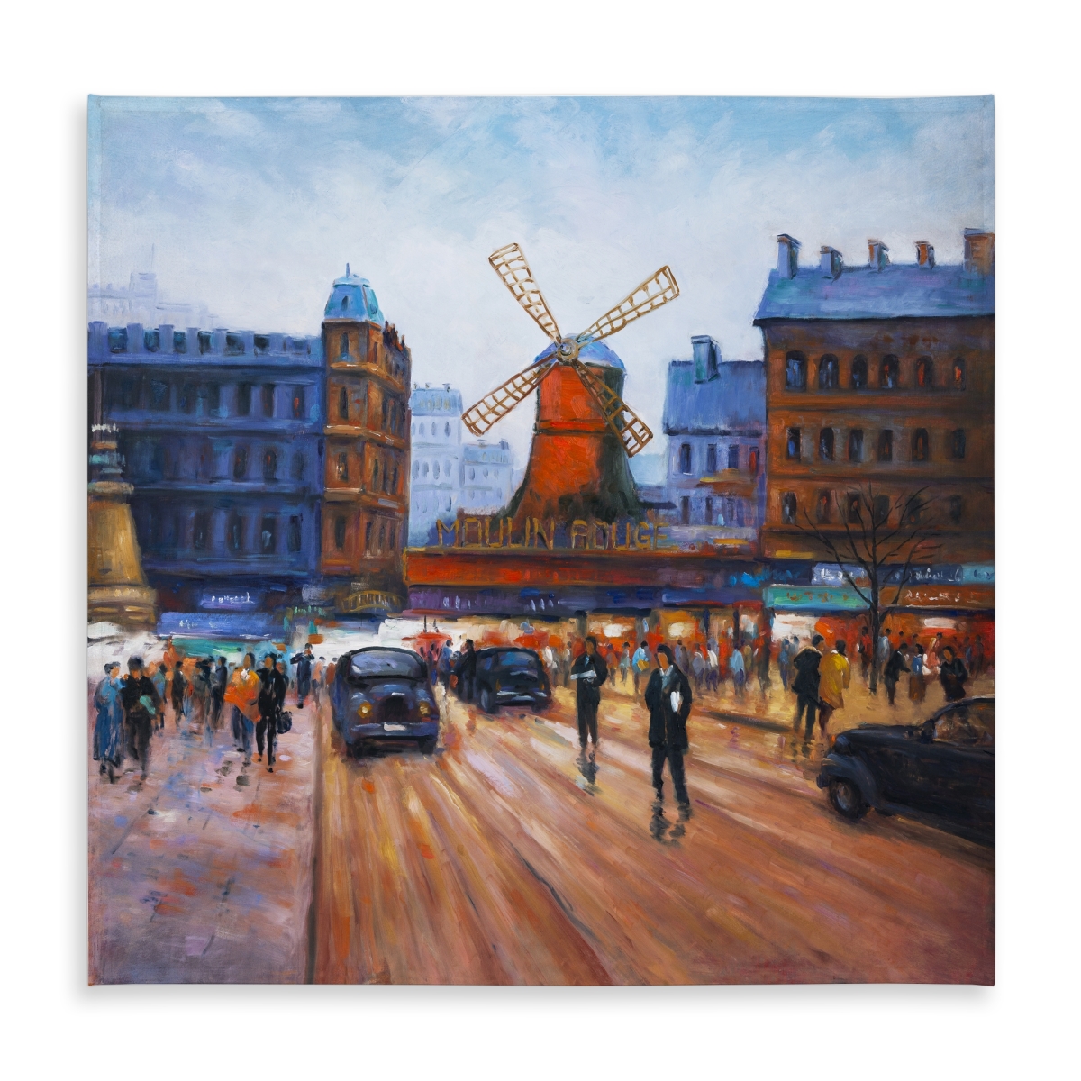 Picture of Begin Home Decor C1TC585866ZHEC 58 x 58 in. Contemporary Building Blue Tablecloth - Street Scene Design