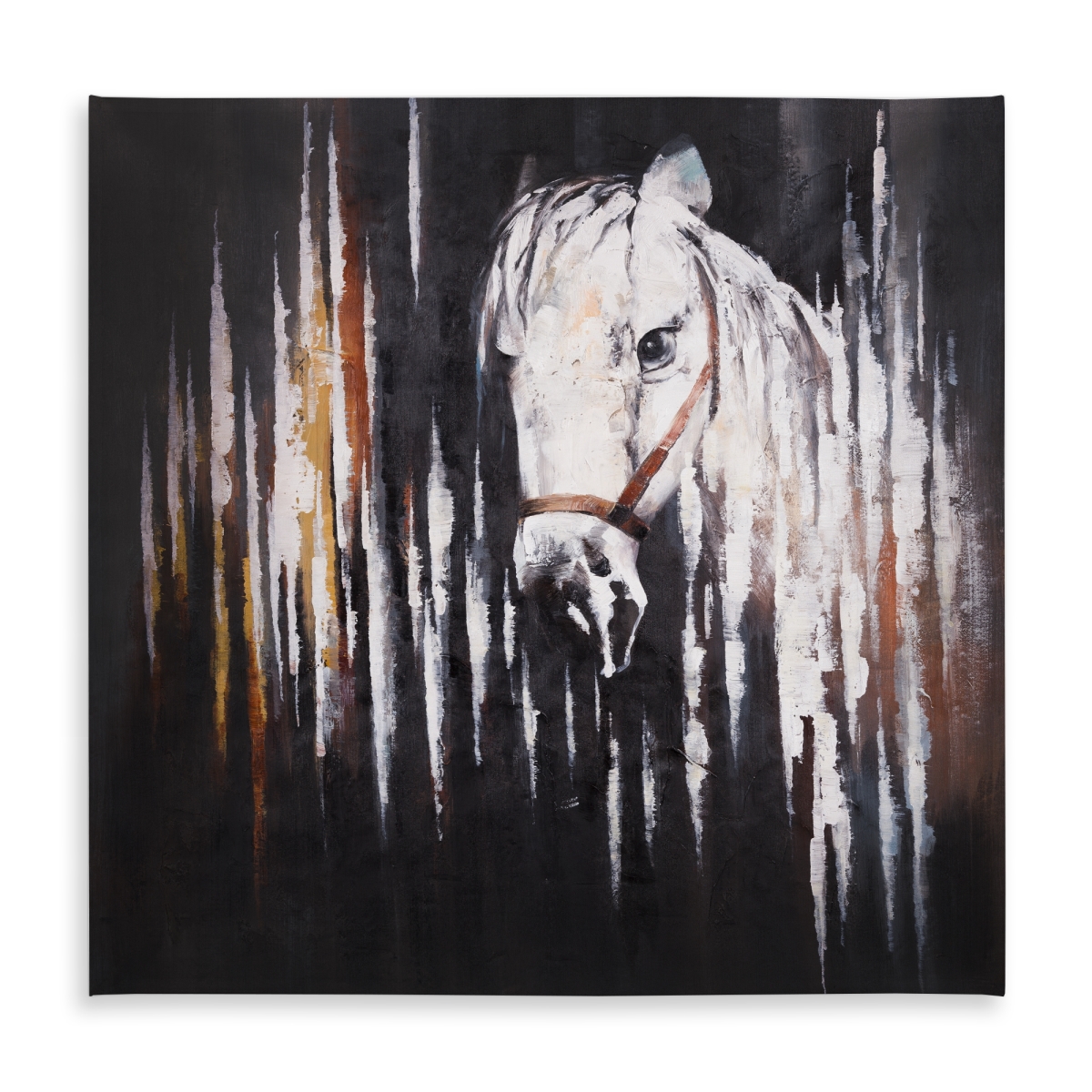 Picture of Begin Home Decor C1TC58587DKFUB 58 x 58 in. Rustic White Horse Tablecloth - Indoor & Outdoor Home Decor