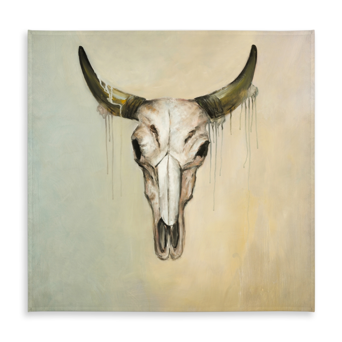 Picture of Begin Home Decor C1TC5858BK8SXT 58 x 58 in. Farm Animals Tablecloth - Color Fading Bull Skull Decor