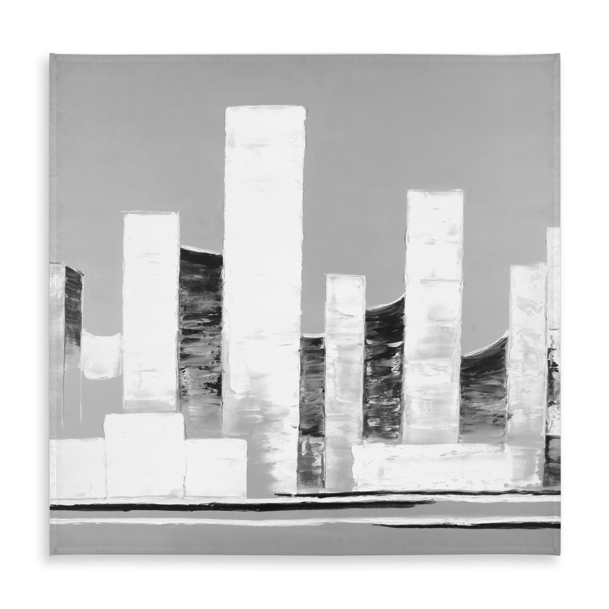 Picture of Begin Home Decor C1TC5858C6QYDT 58 x 58 in. Minimalist Abstract Buildings White Tablecloth - Indoor & Outdoor