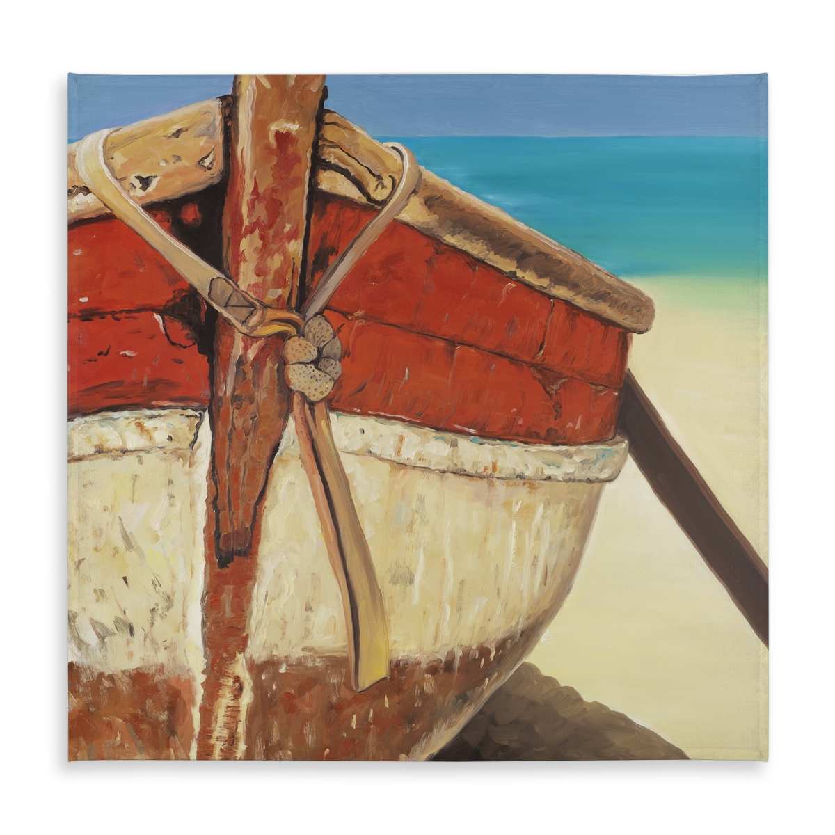 Picture of Begin Home Decor C1TC58583GQ770 58 x 58 in. Tied Up Rowing Boat Blue Tablecloth - Indoor & Outdoor Decor