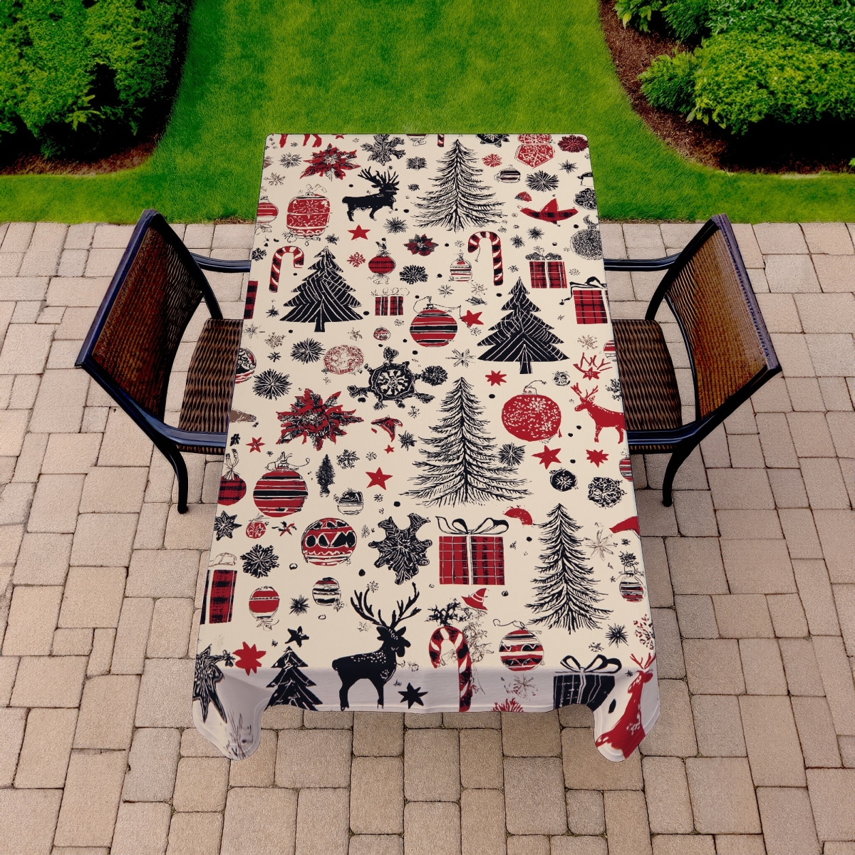 Picture of Begin Home Decor C1TCLRGEYMMGSQ 58 x 102 in. Christmas Gift Pattern Tablecloth - Indoor & Outdoor Home Decor