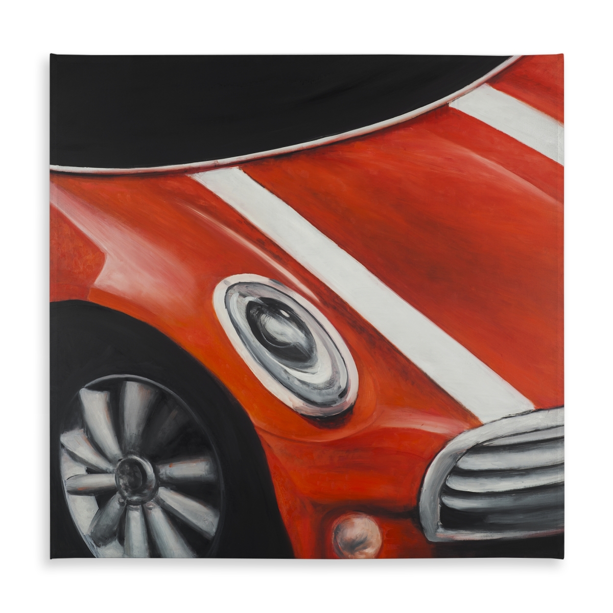 Picture of Begin Home Decor C1TC5858N4MY9W 58 x 58 in. Red Car with White Stripes Tablecloth - Indoor & Outdoor Decor