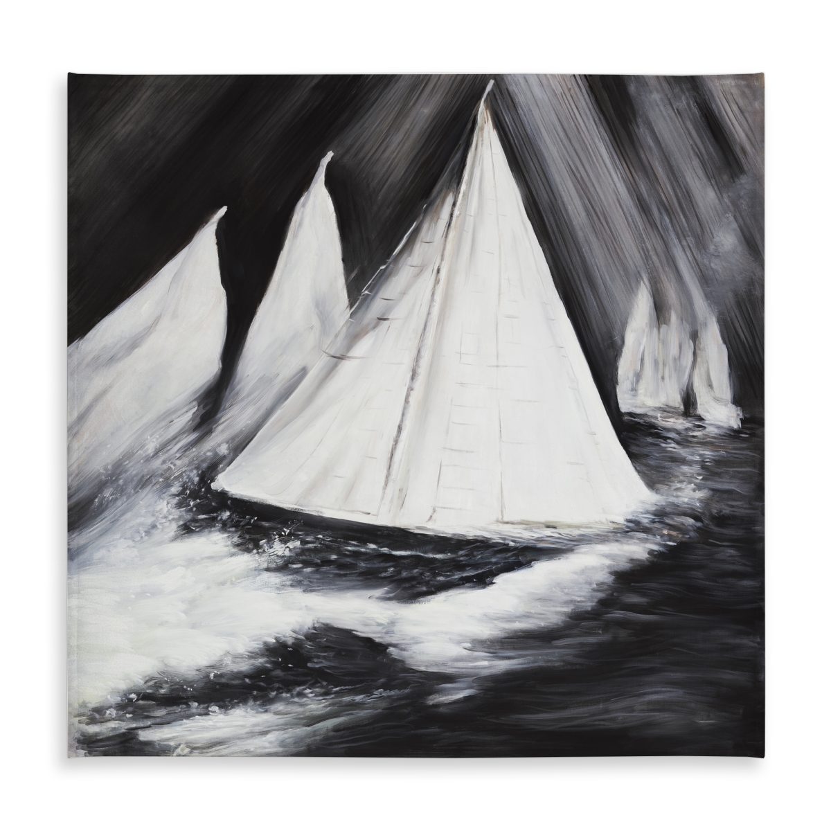 Picture of Begin Home Decor C1TC5858DW2UNO 58 x 58 in. Grayscale Coastal Boat Tablecloth - Indoor & Outdoor Home Decor
