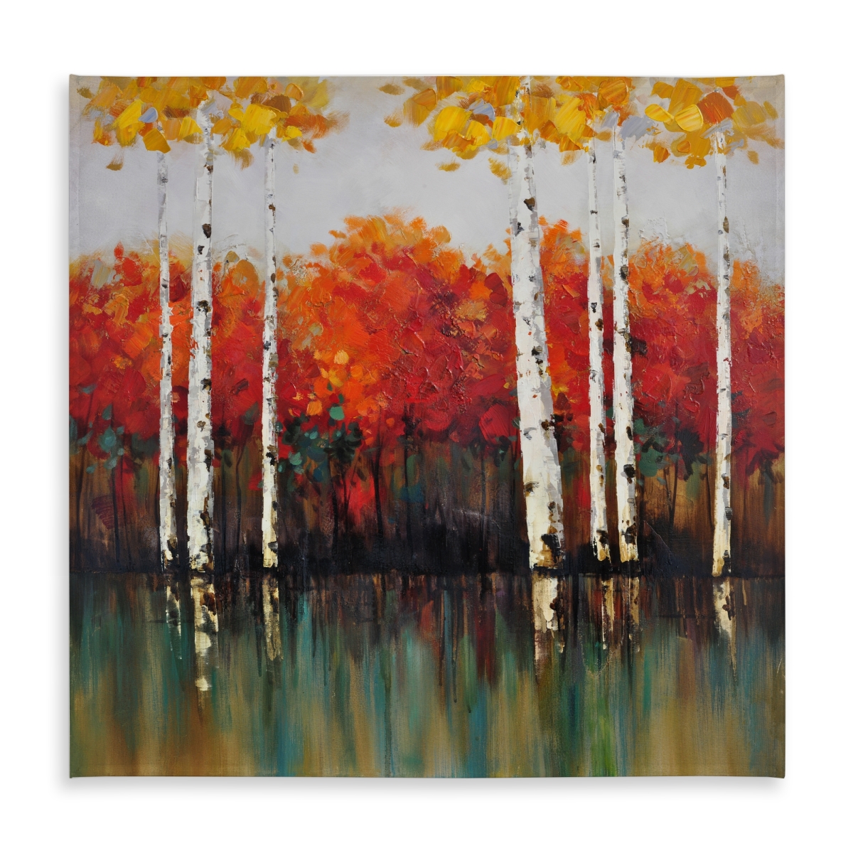 Picture of Begin Home Decor C1TC5858GFZ7OD 58 x 58 in. Birches by Fall Trees Green Tablecloth - Indoor & Outdoor Decor