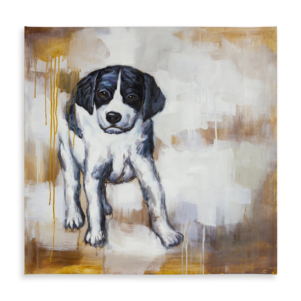 Picture of Begin Home Decor C1TC58587YH89G 58 x 58 in. Curious Puppy Dog Tablecloth - White Animal Decor - Indoor & Outdoor