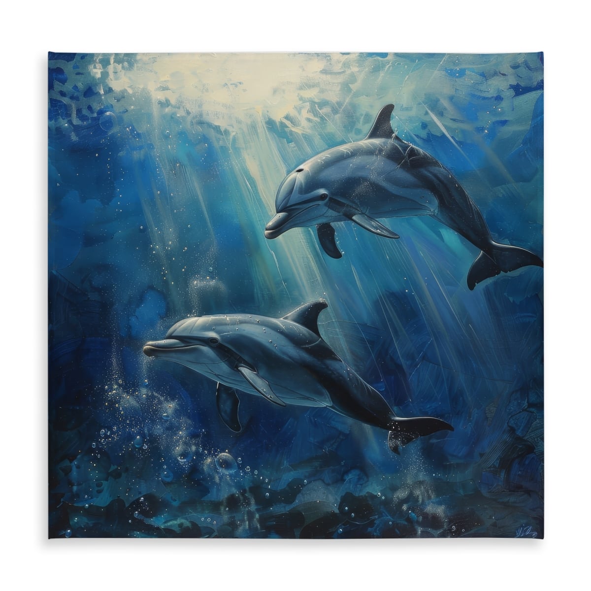 Picture of Begin Home Decor C1TC5858G5NFXY 58 x 58 in. Dolphins Tablecloth - Indoor & Outdoor Home Decor - Buy Now