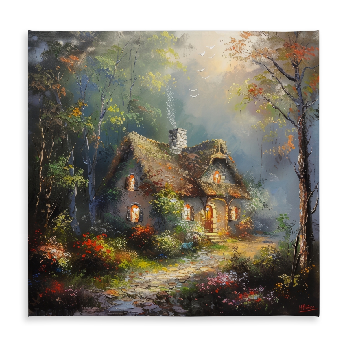 Picture of Begin Home Decor C1TC5858SUXT1Q 58 x 58 in. Enchanted House Indoor & Outdoor Tablecloth - Home Decor