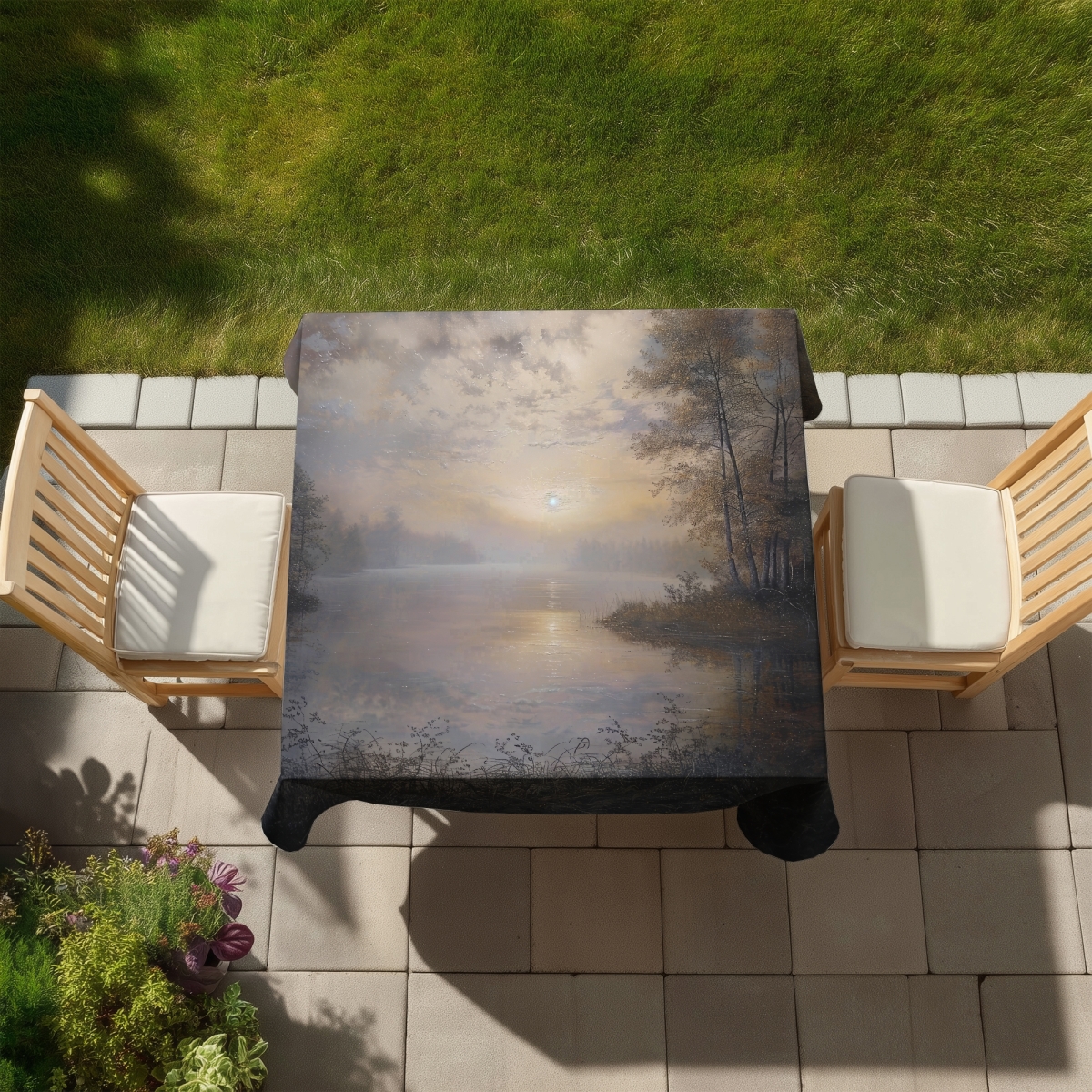 Picture of Begin Home Decor C1TC5858QJRKP2 58 x 58 in. Misty Sun Tablecloth - Indoor & Outdoor Home Decor Essential