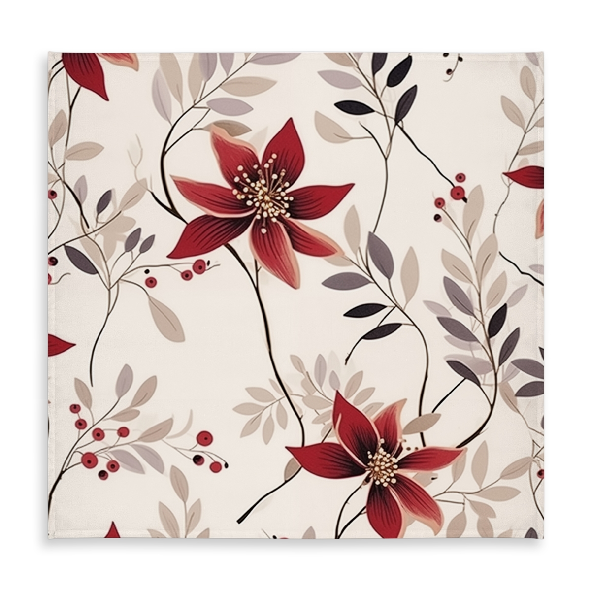 Picture of Begin Home Decor C1TC5858F2NEFW 58 x 58 in. Red Flower Pattern Tablecloth - Indoor & Outdoor Home Decor