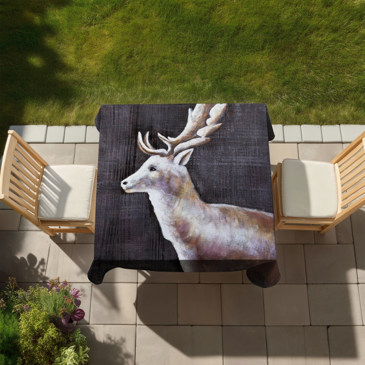 Picture of Begin Home Decor C1TC5858GIX4XD 58 x 58 in. Deer Profile Tablecloth - Indoor & Outdoor Home Decor