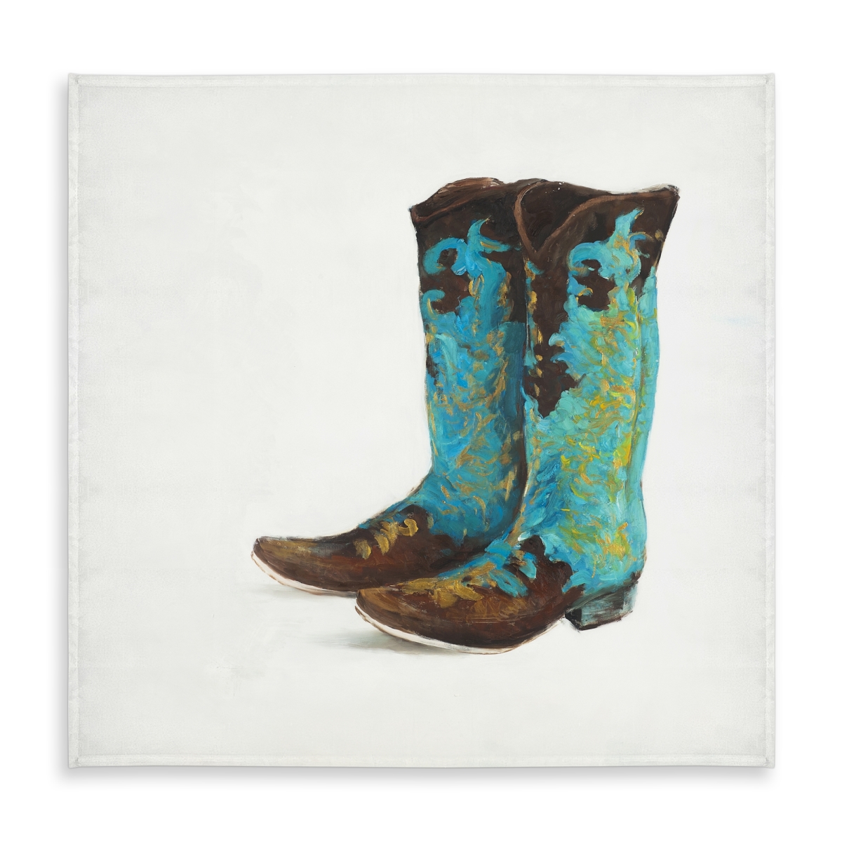 Picture of Begin Home Decor C1TC58588G8CF7 58 x 58 in. Blue Cowboy Boots Tablecloth - Indoor & Outdoor Western Decor