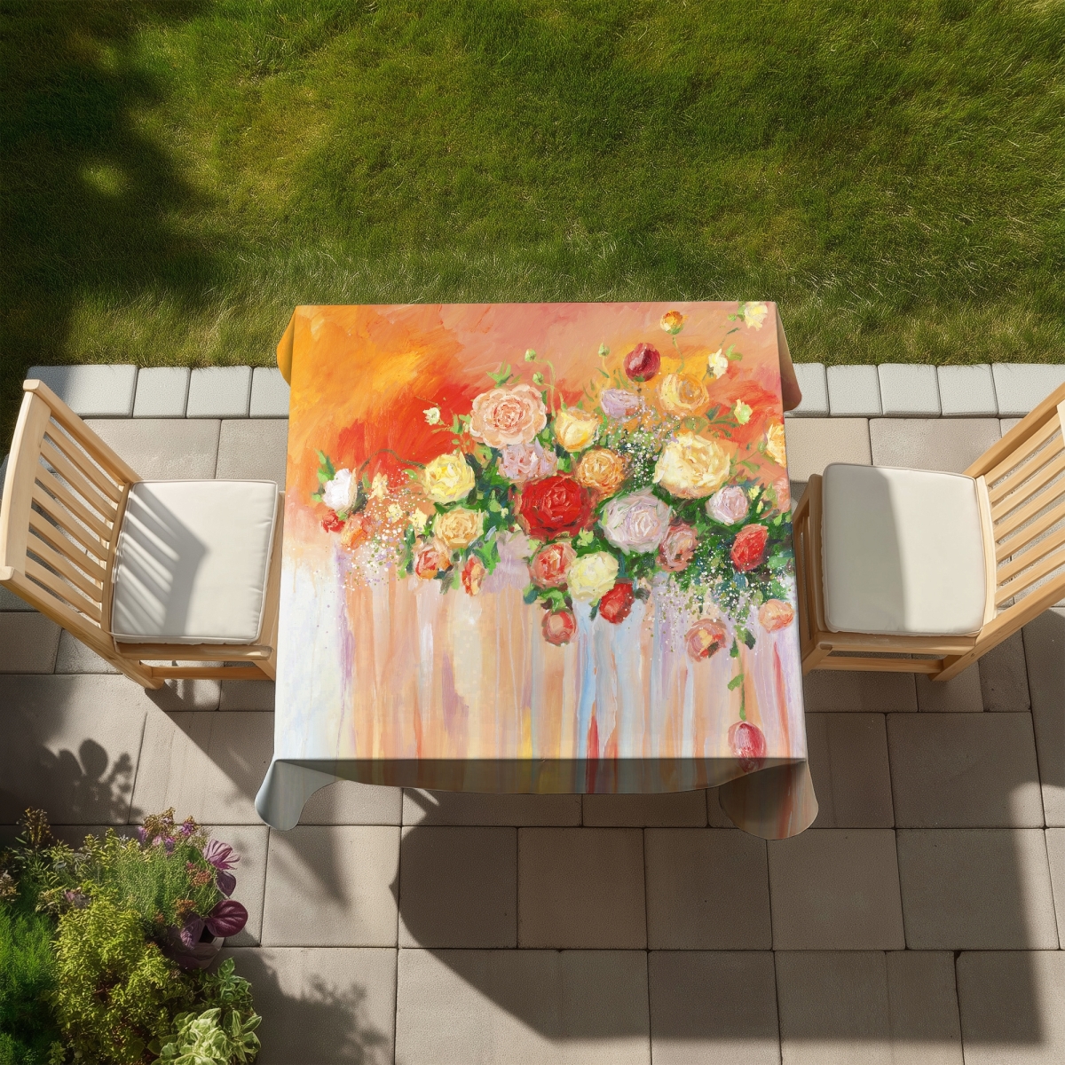 Picture of Begin Home Decor C1TC5858B2RT8Y 58 x 58 in. Floral Botanical Tablecloth - Indoor & Outdoor Multi Color Decor