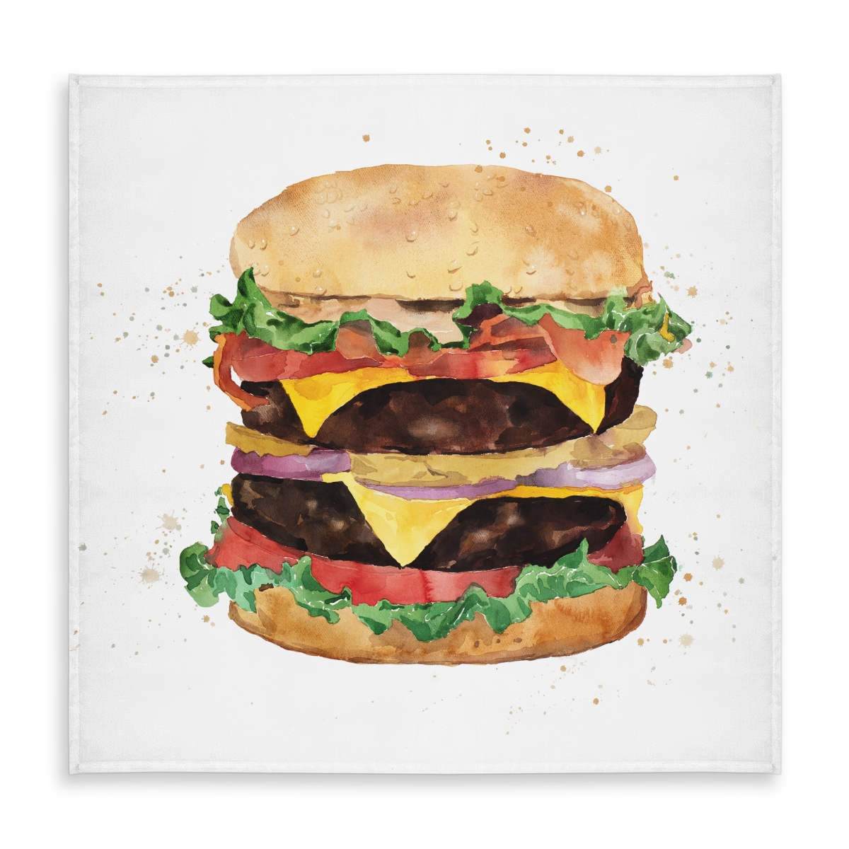 Picture of Begin Home Decor C1TC5858TPPK2Y 58 x 58 in. Brown Tablecloth - Watercolor Cheeseburger Design - Indoor & Outdoor
