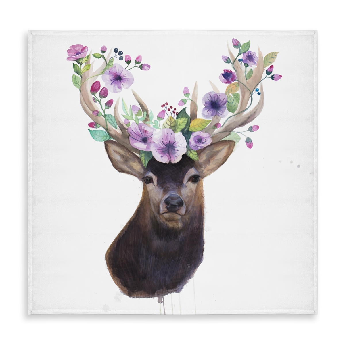 Picture of Begin Home Decor C1TC58587E9KUL 58 x 58 in. Roe Deer Head with Flowers Tablecloth - Indoor & Outdoor Decor