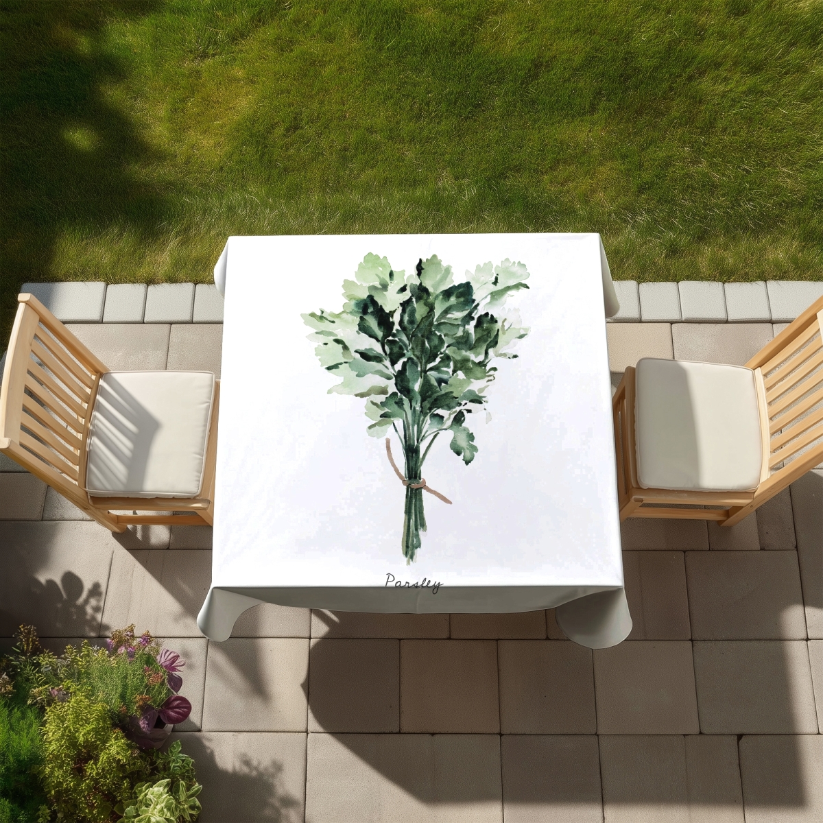 Picture of Begin Home Decor C1TC58587OTZ6S 58 x 58 in. Leaves Illustrative White Tablecloth - Indoor & Outdoor Decor