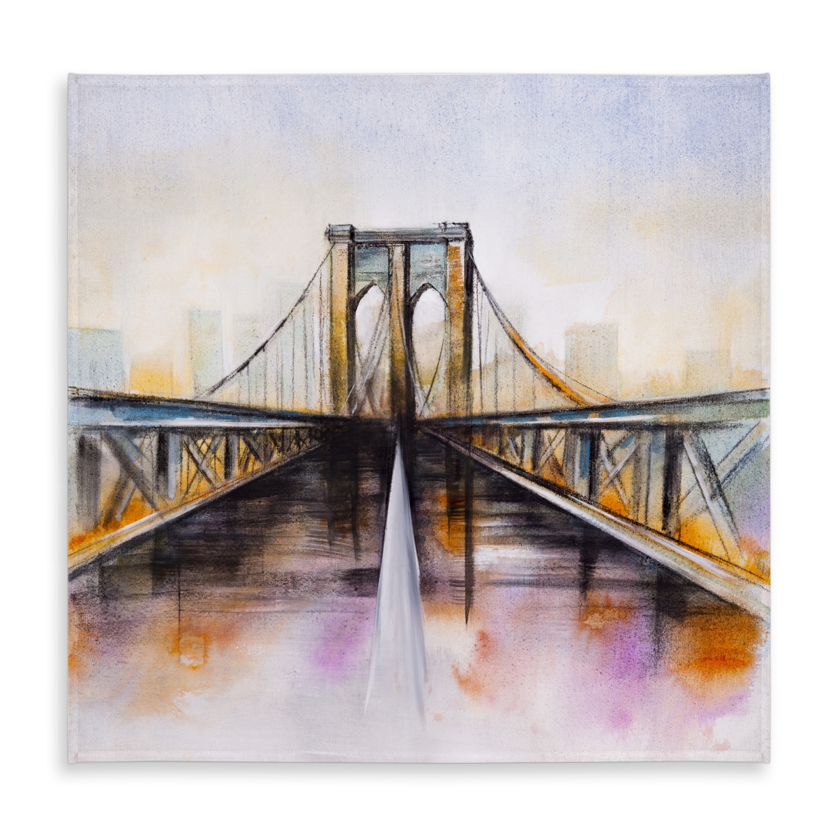 Picture of Begin Home Decor C1TC5858X2RZ7Z 58 x 58 in. Colorful Brooklyn Bridge Tablecloth - Romantic Home Decor