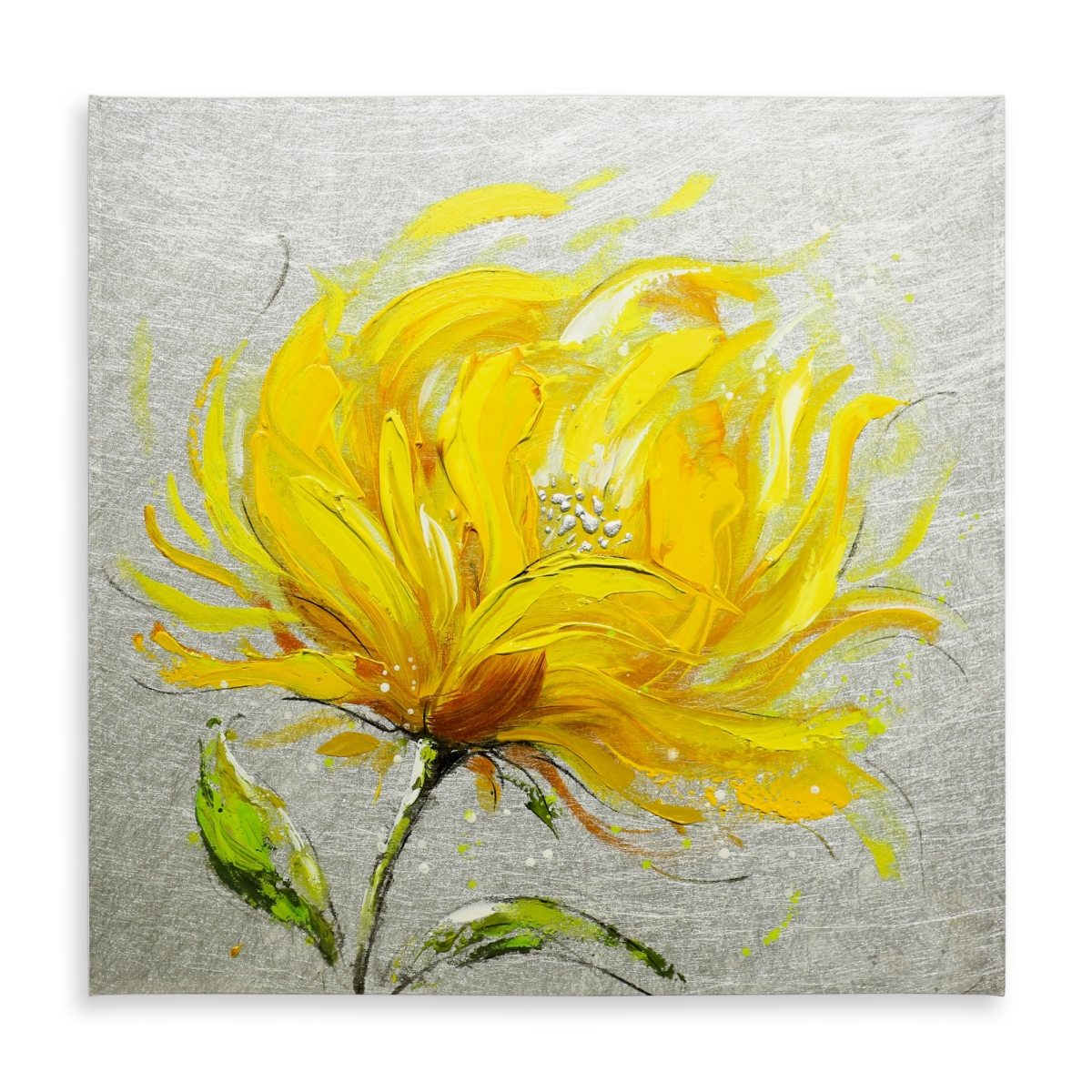 Picture of Begin Home Decor C1TC58581TEXCZ 58 x 58 in. Gray Botanical Tablecloth - Yellow Fluffy Flower Decor