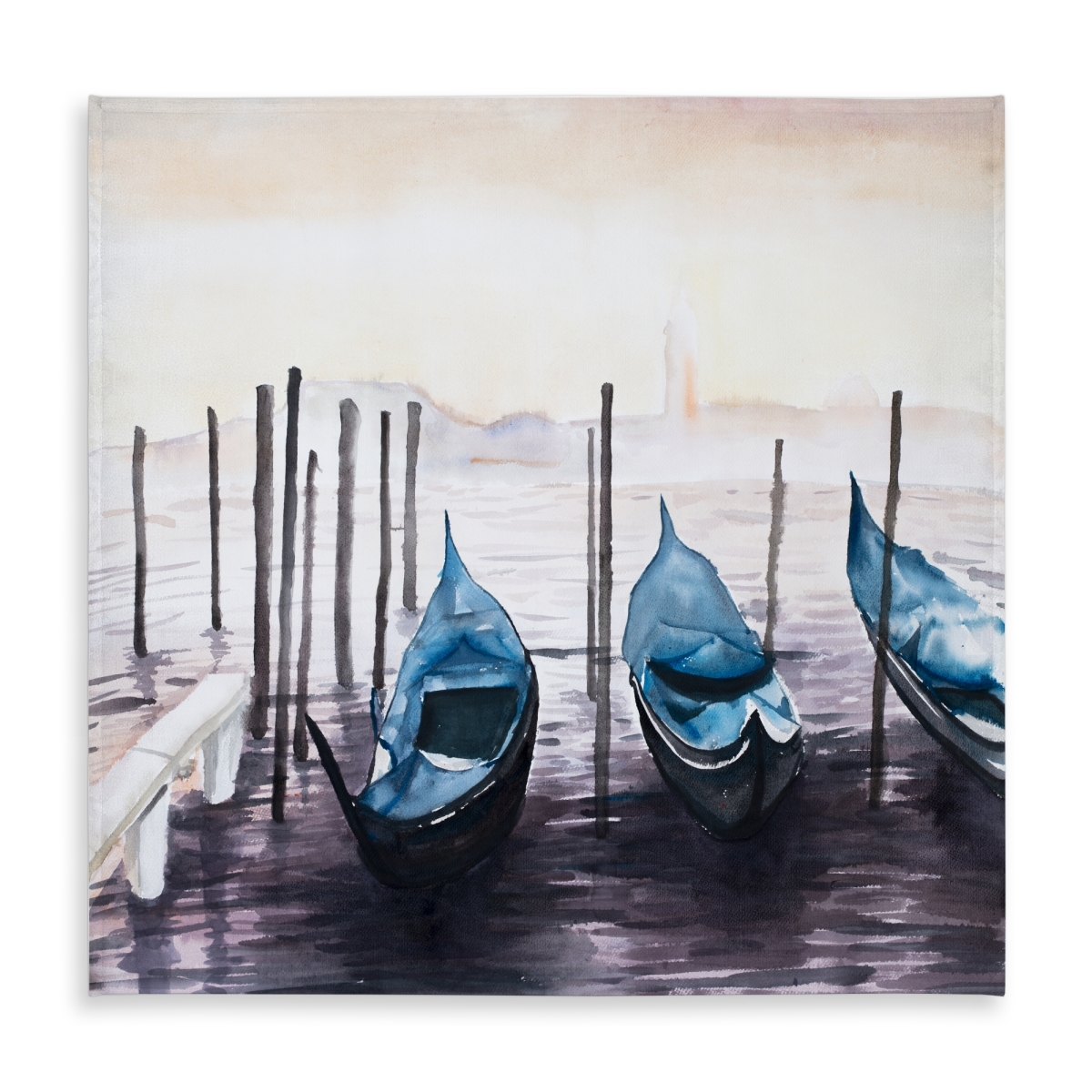 Picture of Begin Home Decor C1TC58587FJG6W 58 x 58 in. Coastal Blue Boat Tablecloth - Gondola in Italy Home Decor