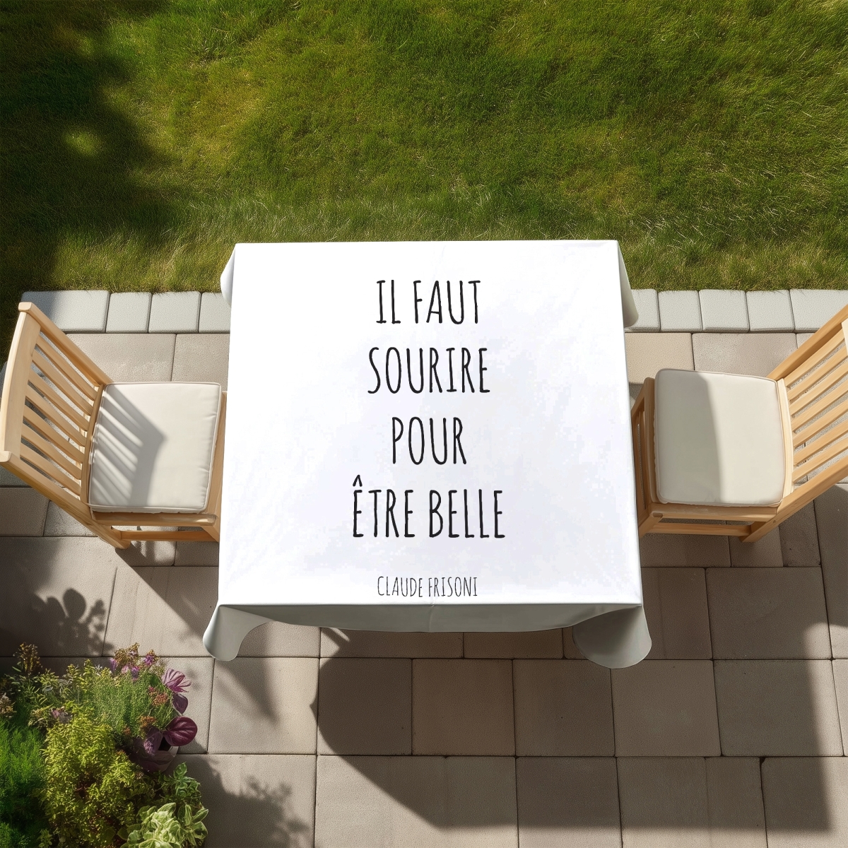 Picture of Begin Home Decor C1TC5858DTXY5R 58 x 58 in. Motivational Minimalist Tablecloth - Smile Beautifully Decor