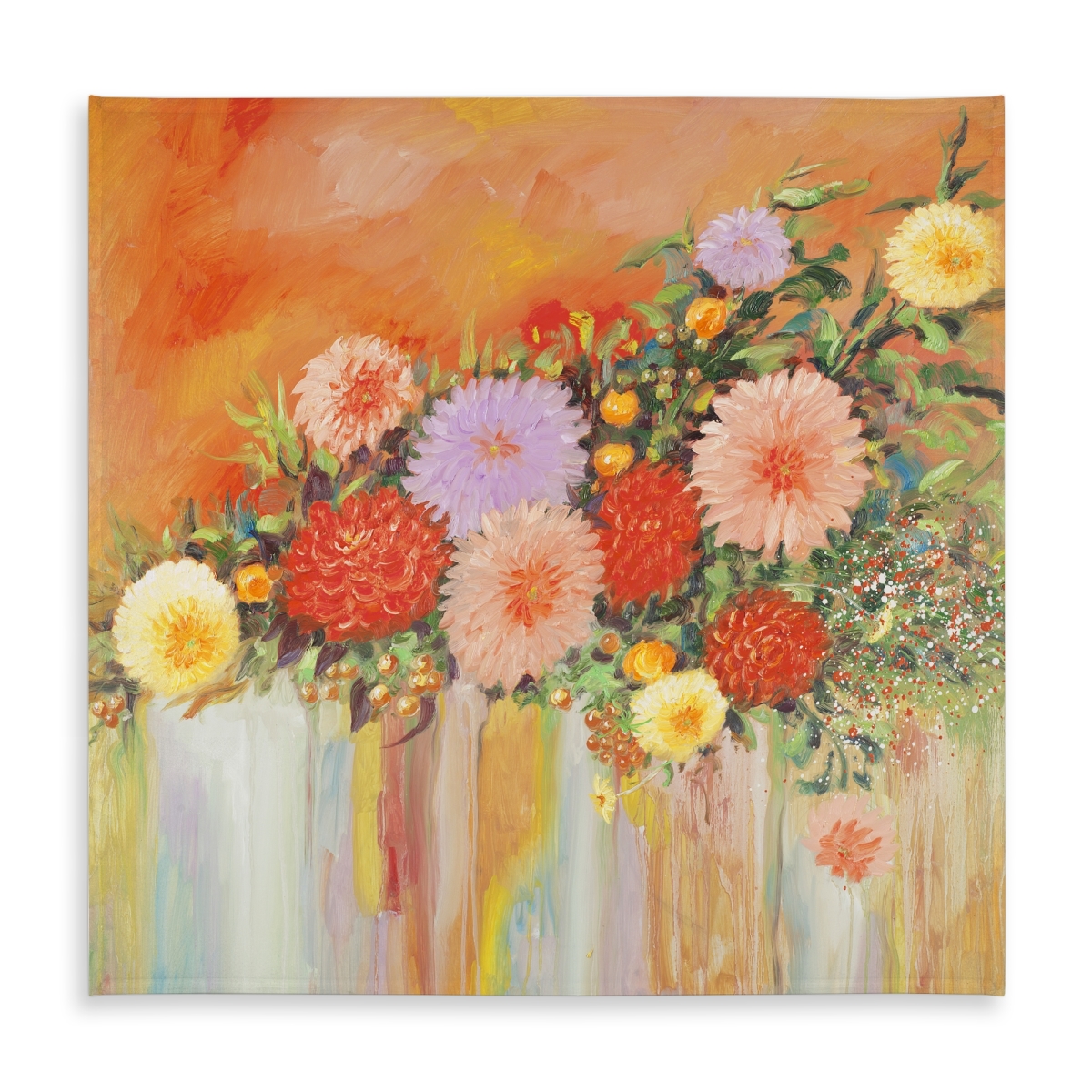 Picture of Begin Home Decor C1TC5858OOX2GF 58 x 58 in. Colorful Abstract Floral Tablecloth - Indoor & Outdoor Home Decor