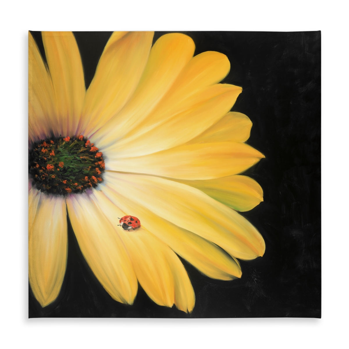 Picture of Begin Home Decor C1TC58583V54JN 58 x 58 in. Yellow Daisy & Ladybug Tablecloth - Floral Indoor & Outdoor Decor