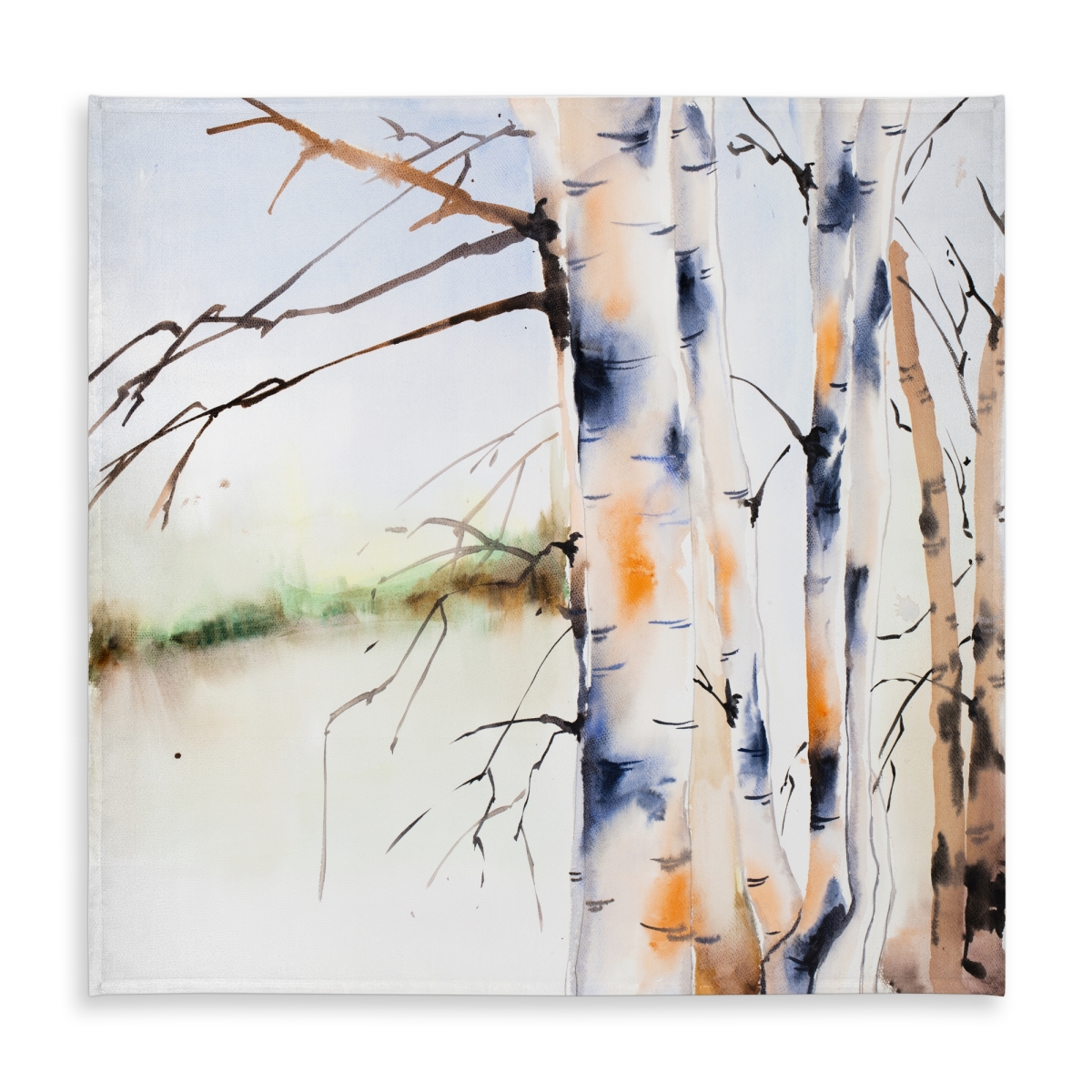 Picture of Begin Home Decor C1TC58584N0PNX 58 x 58 in. Birch Trunks Tablecloth - Landscapes Trees Blue Decor