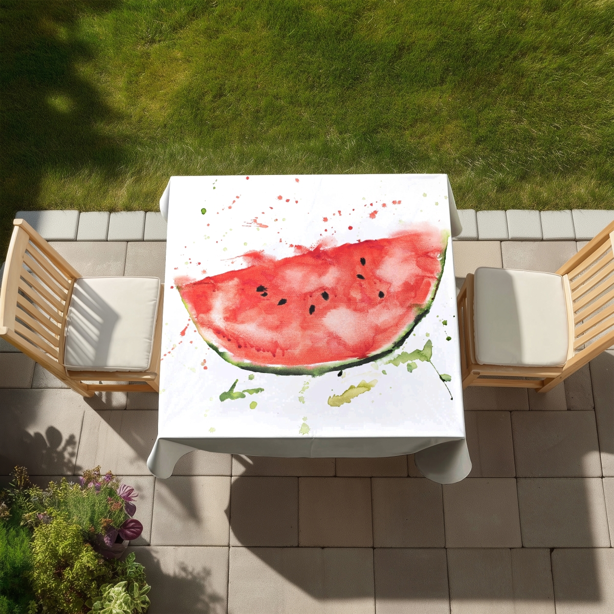 Picture of Begin Home Decor C1TC5858AUE65P 58 x 58 in. Watermelon Slice Tablecloth - Indoor Outdoor Home Decor
