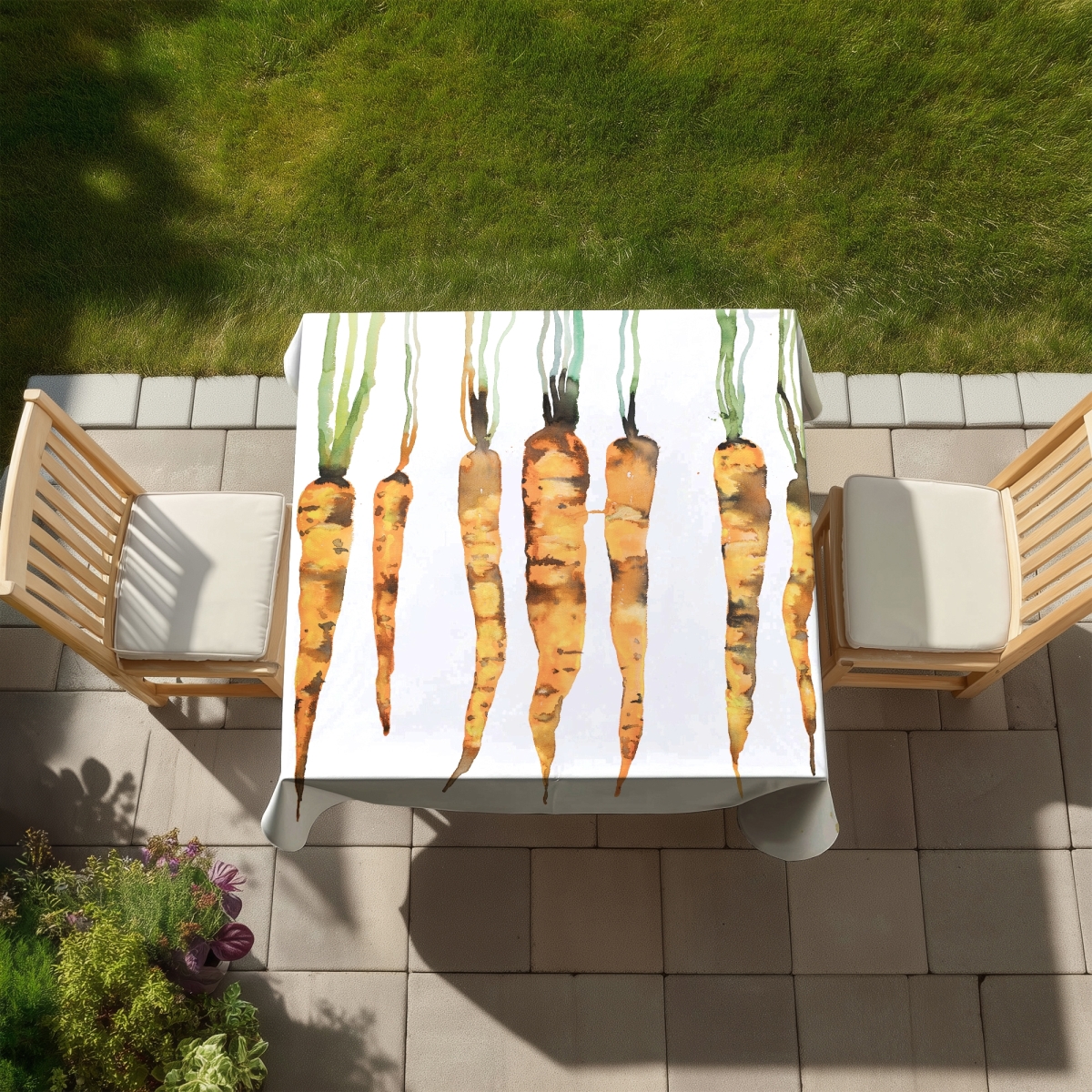 Picture of Begin Home Decor C1TC58588XYJKA 58 x 58 in. Green Kitchen Botanical Tablecloth - Freshly Picked Carrots