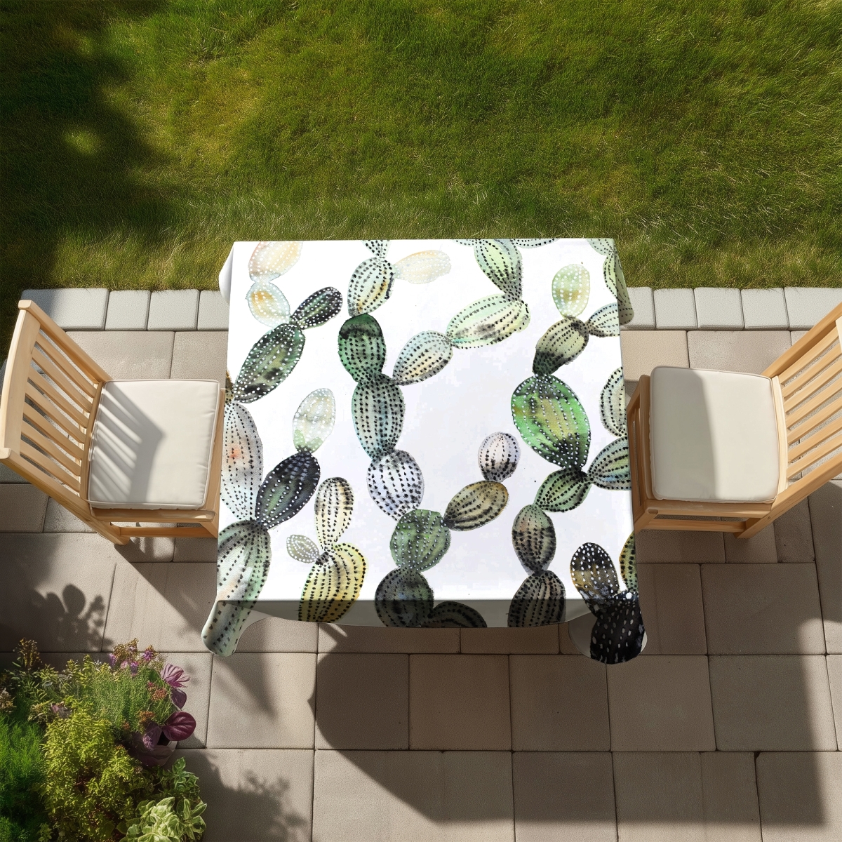 Picture of Begin Home Decor C1TC585836E9AU 58 x 58 in. Pattern Opuntia Cactus Tablecloth - Indoor & Outdoor Home Decor