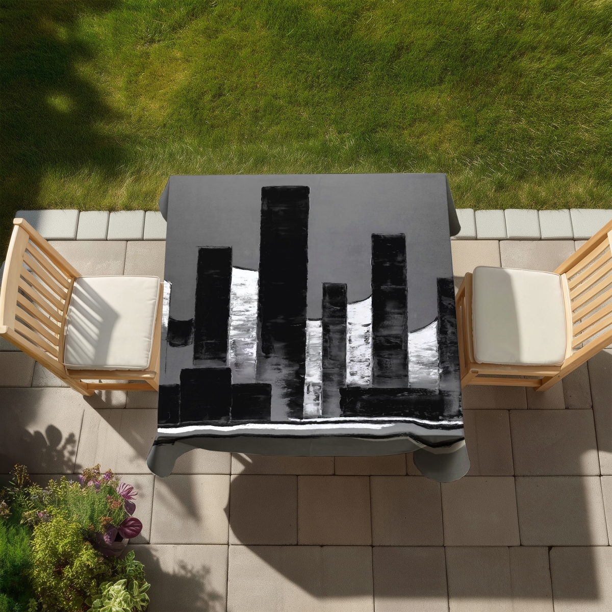 Picture of Begin Home Decor C1TC5858ED4VZF 58 x 58 in. Minimalist Abstract Buildings Tablecloth - Indoor & Outdoor Decor