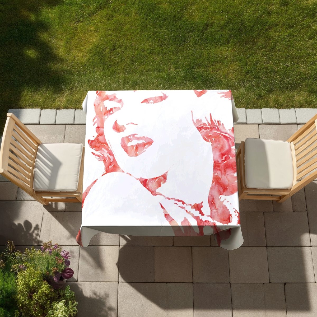 Picture of Begin Home Decor C1TC5858ENNEOT 58 x 58 in. White Romantic Flowers Tablecloth - Indoor & Outdoor Home Decor
