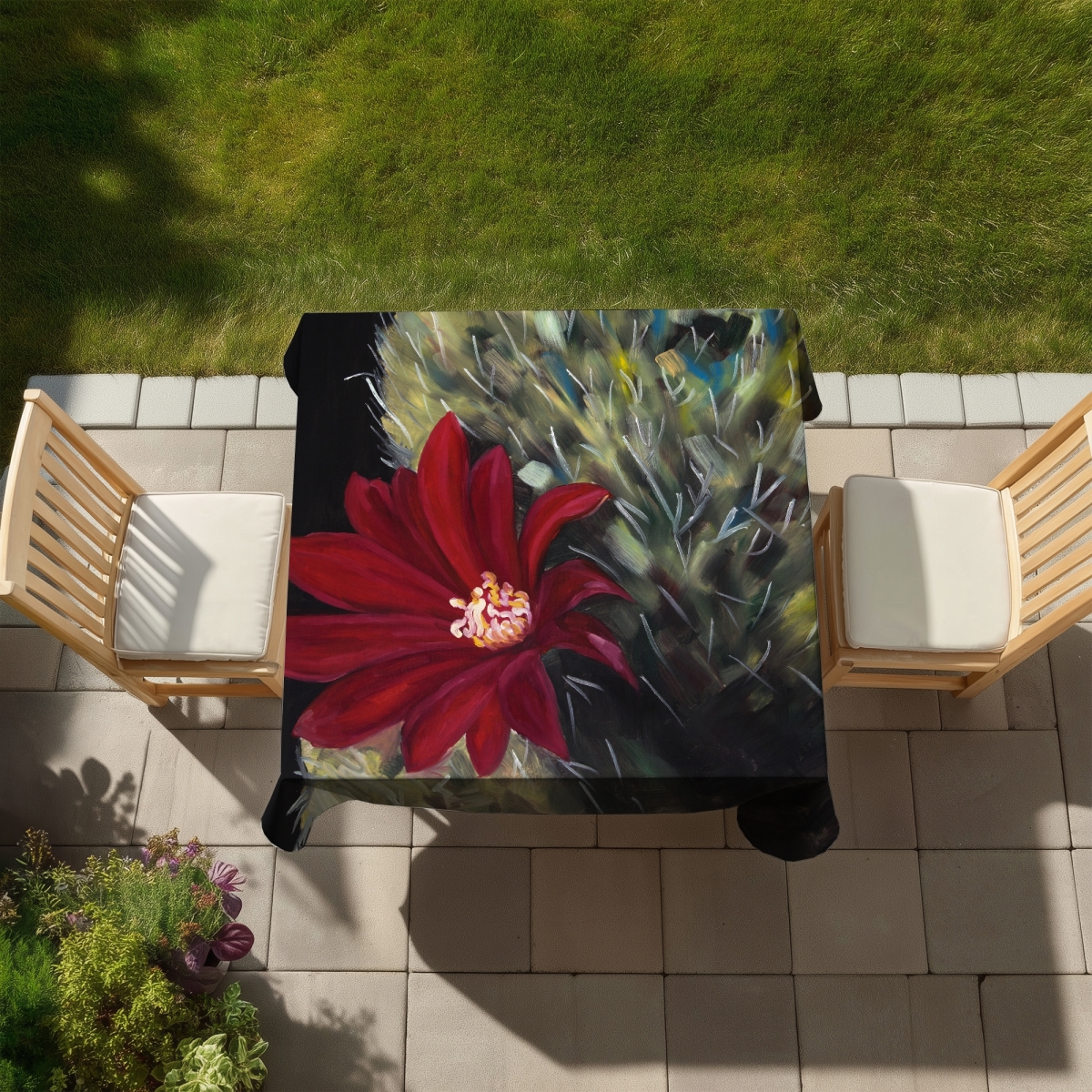 Picture of Begin Home Decor C1TC5858N2OKD6 58 x 58 in. Echinopsis Red Cactus Flower Indoor & Outdoor Tablecloth Decor