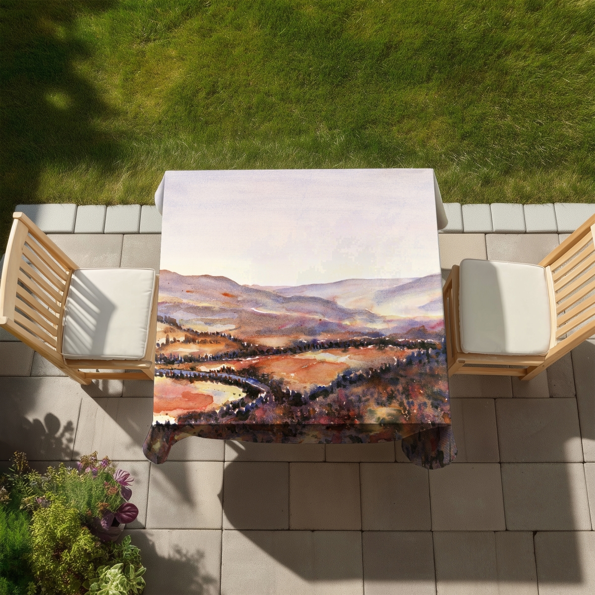 Picture of Begin Home Decor C1TC5858P71SPH 58 x 58 in. Canadian Forest Tablecloth - Purple Trees Landscapes Decor