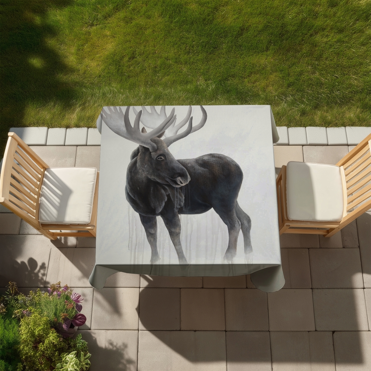 Picture of Begin Home Decor C1TC5858XD9835 58 x 58 in. Deer Rustic Bedroom Tablecloth - Bull Moose Home Decor