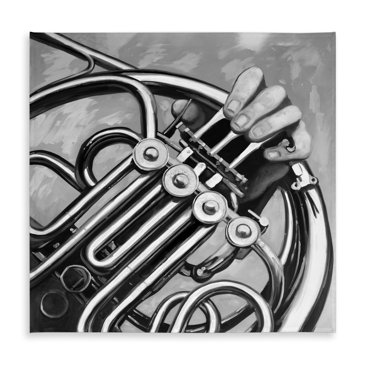 Picture of Begin Home Decor C1TC58585GTBD3 58 x 58 in. Bathroom Musical White Tablecloth - French Horn Home Decor
