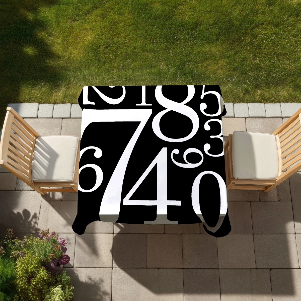 Picture of Begin Home Decor C1TC5858L6ZHZ7 58 x 58 in. Zero To Nine Typo Tablecloth - Indoor Outdoor Home Decor