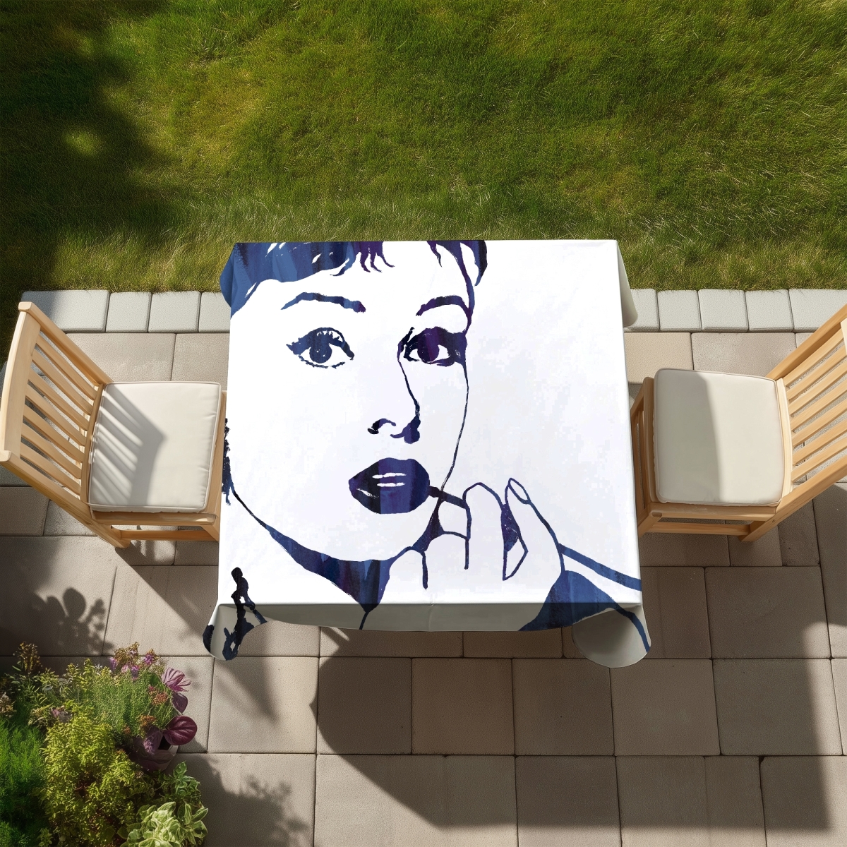 Picture of Begin Home Decor C1TC58588H5ID1 58 x 58 in. Retro Audrey Hepburn Tablecloth - Indoor & Outdoor Home Decor