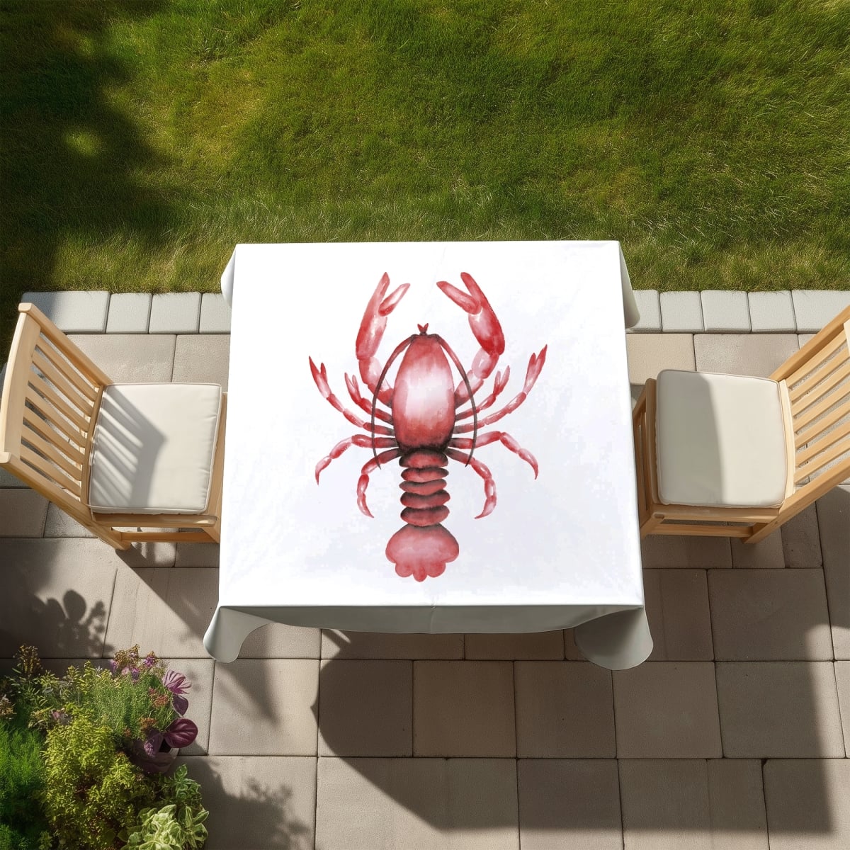 Picture of Begin Home Decor C1TC5858H05GKD 58 x 58 in. Lobster Marine Tablecloth - Indoor & Outdoor Home Decor