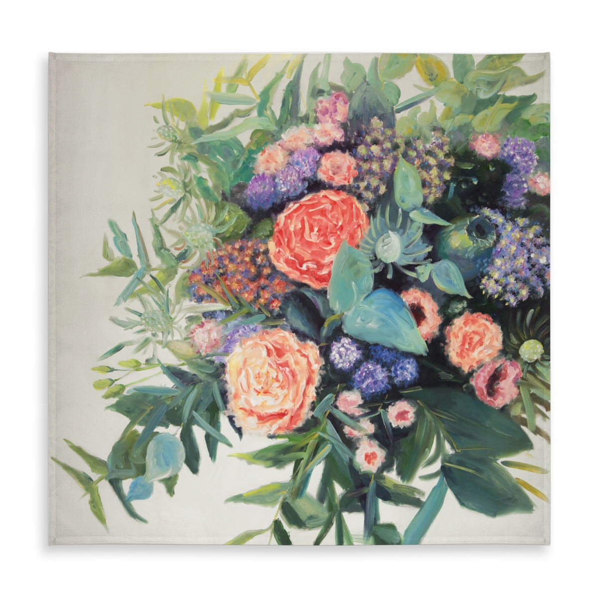 Picture of Begin Home Decor C1TC5858CFJYNQ 58 x 58 in. Flowers Melody Green Leaves Tablecloth - Indoor & Outdoor Decor