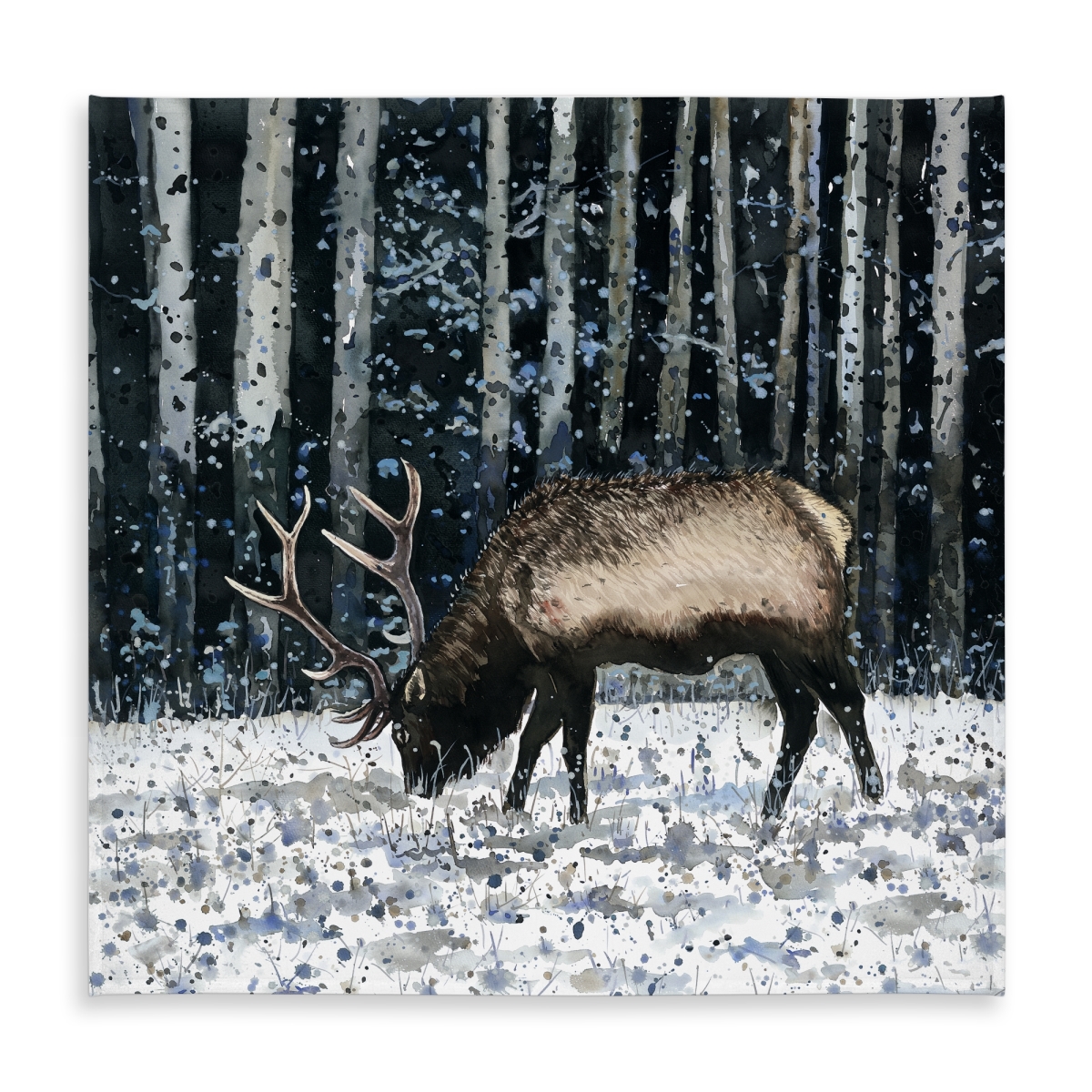 Picture of Begin Home Decor C1TC5858IA43D3 58 x 58 in. Rustic Blue Tablecloth - Caribou in Winter Forest Home Decor