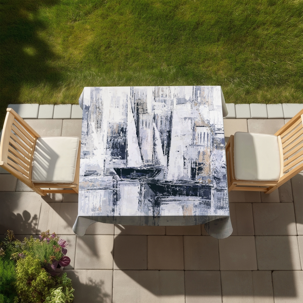 Picture of Begin Home Decor C1TC58581NMOOU 58 x 58 in. Industrial Sailboats Tablecloth - Coastal Boat Bathroom Decor