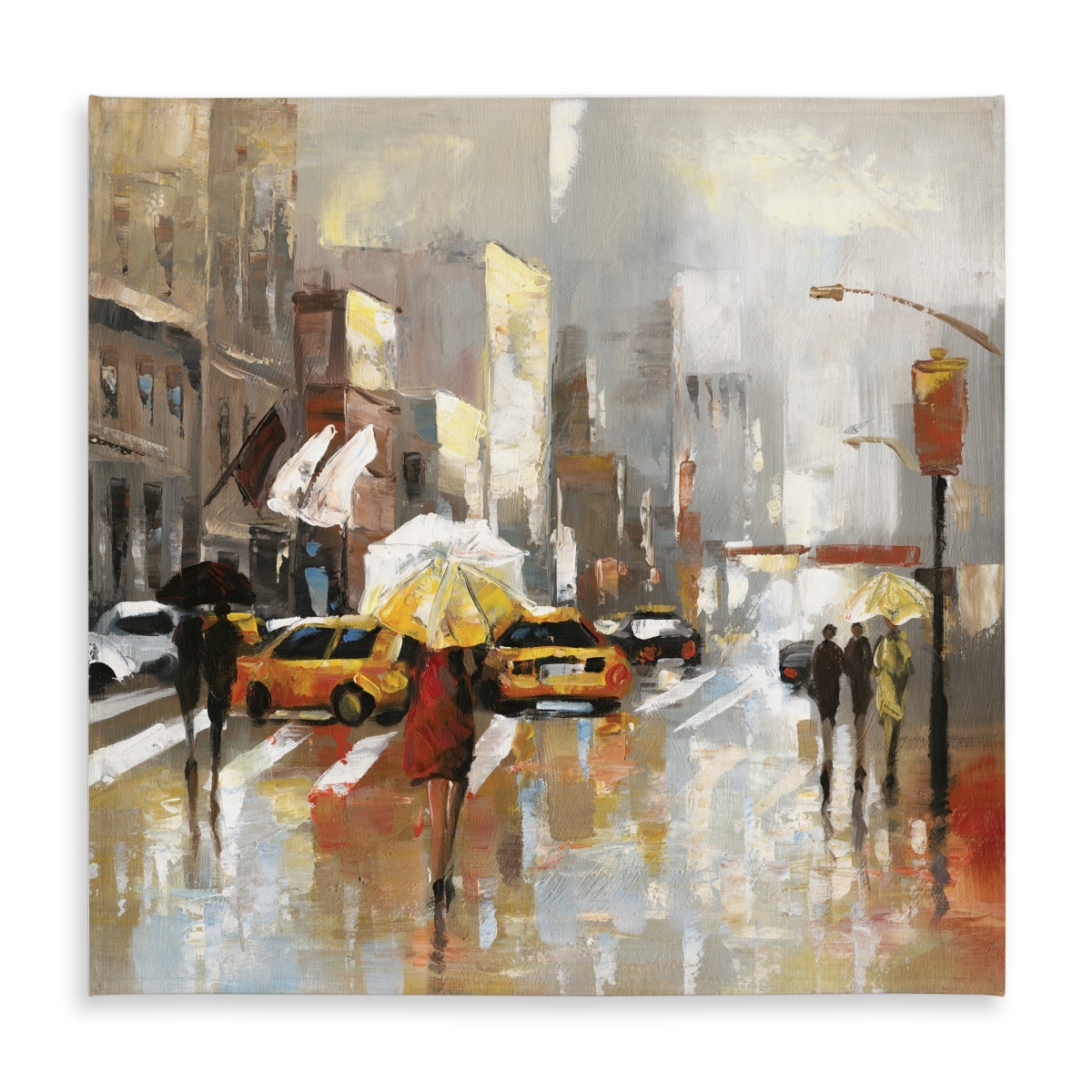 Picture of Begin Home Decor C1TC58586ZEC94 58 x 58 in. Gray Cities Tablecloth - Umbrella Street Scene Indoor & Outdoor