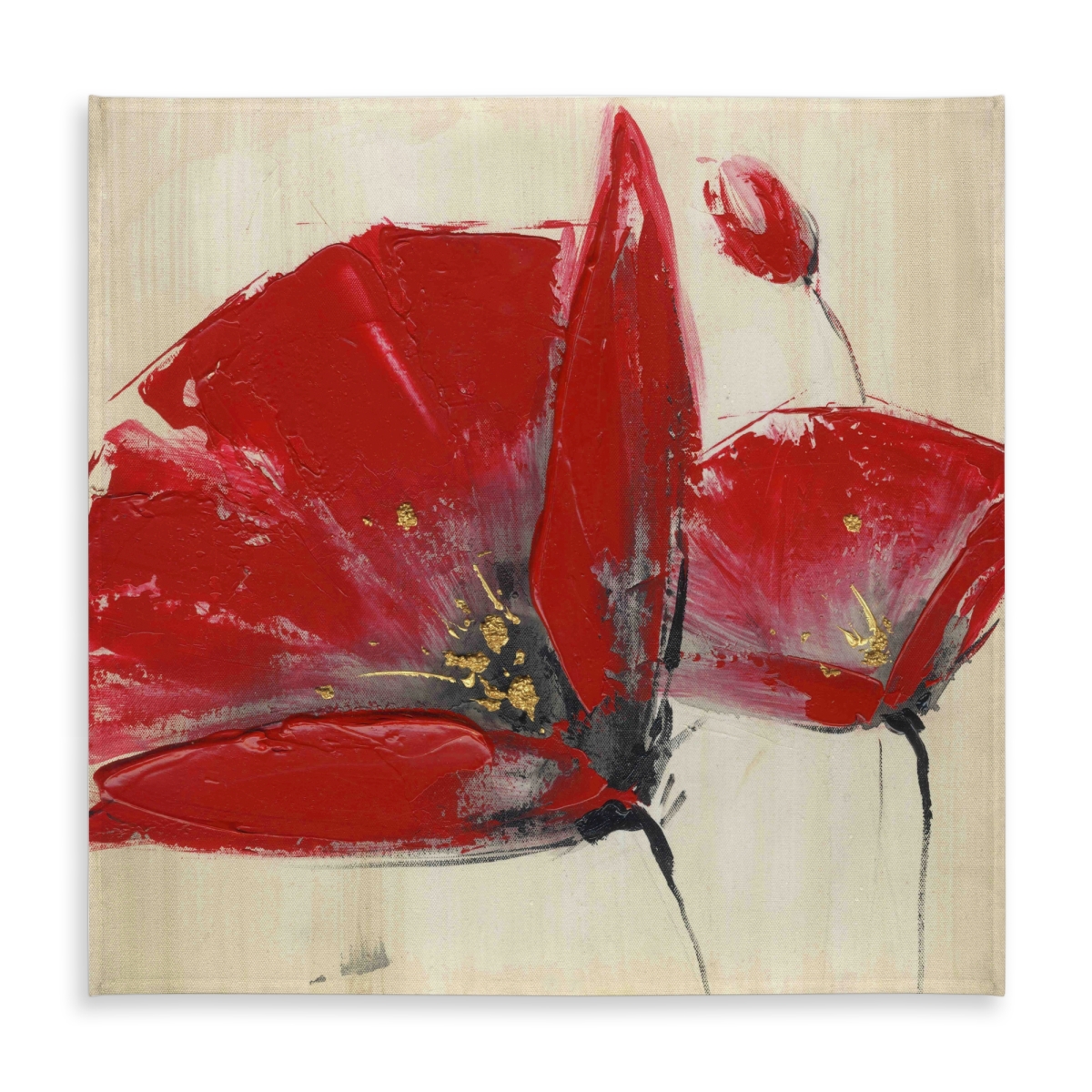 Picture of Begin Home Decor C1TC58587E7M5V 58 x 58 in. Botanical Bedroom Tablecloth - Three Red Flowers - Home Decor
