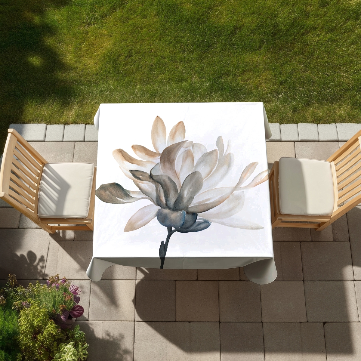 Picture of Begin Home Decor C1TC58584GRZG1 58 x 58 in. Softness Floral Botanical Tablecloth - Indoor & Outdoor Decor