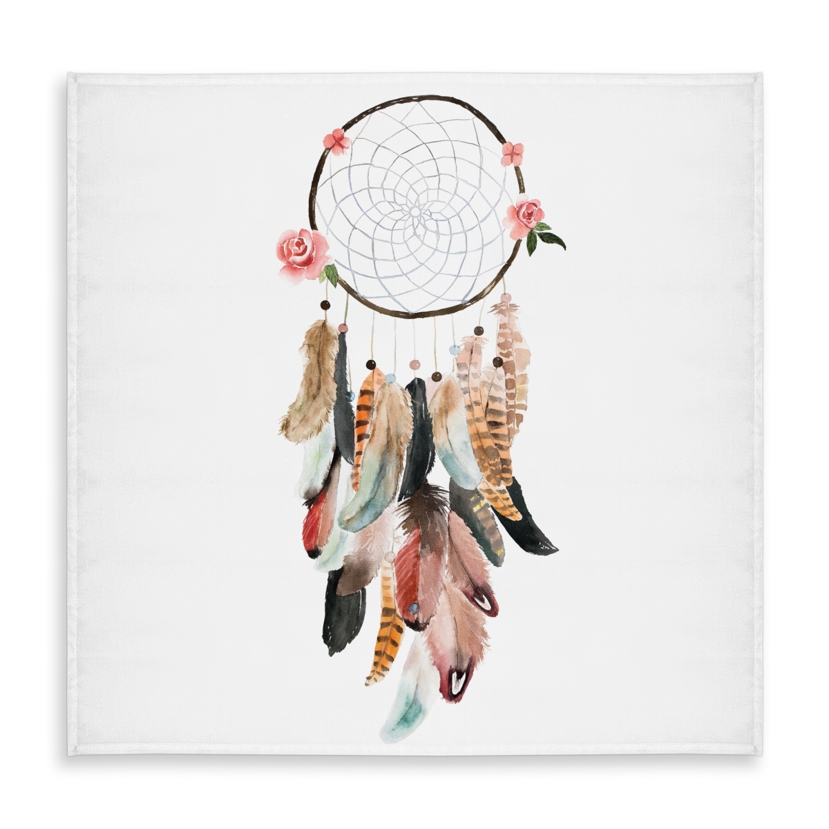 Picture of Begin Home Decor C1TC5858VF6Q68 58 x 58 in. Womens Dream Catcher Brown Flowers Tablecloth - Indoor & Outdoor