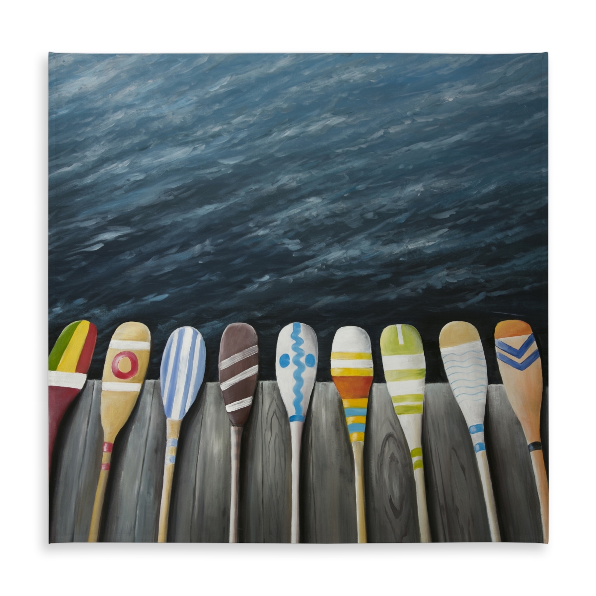 Picture of Begin Home Decor C1TC58582G747L 58 x 58 in. Coastal Indoor & Outdoor Tablecloth - Colorful Paddles on Dock