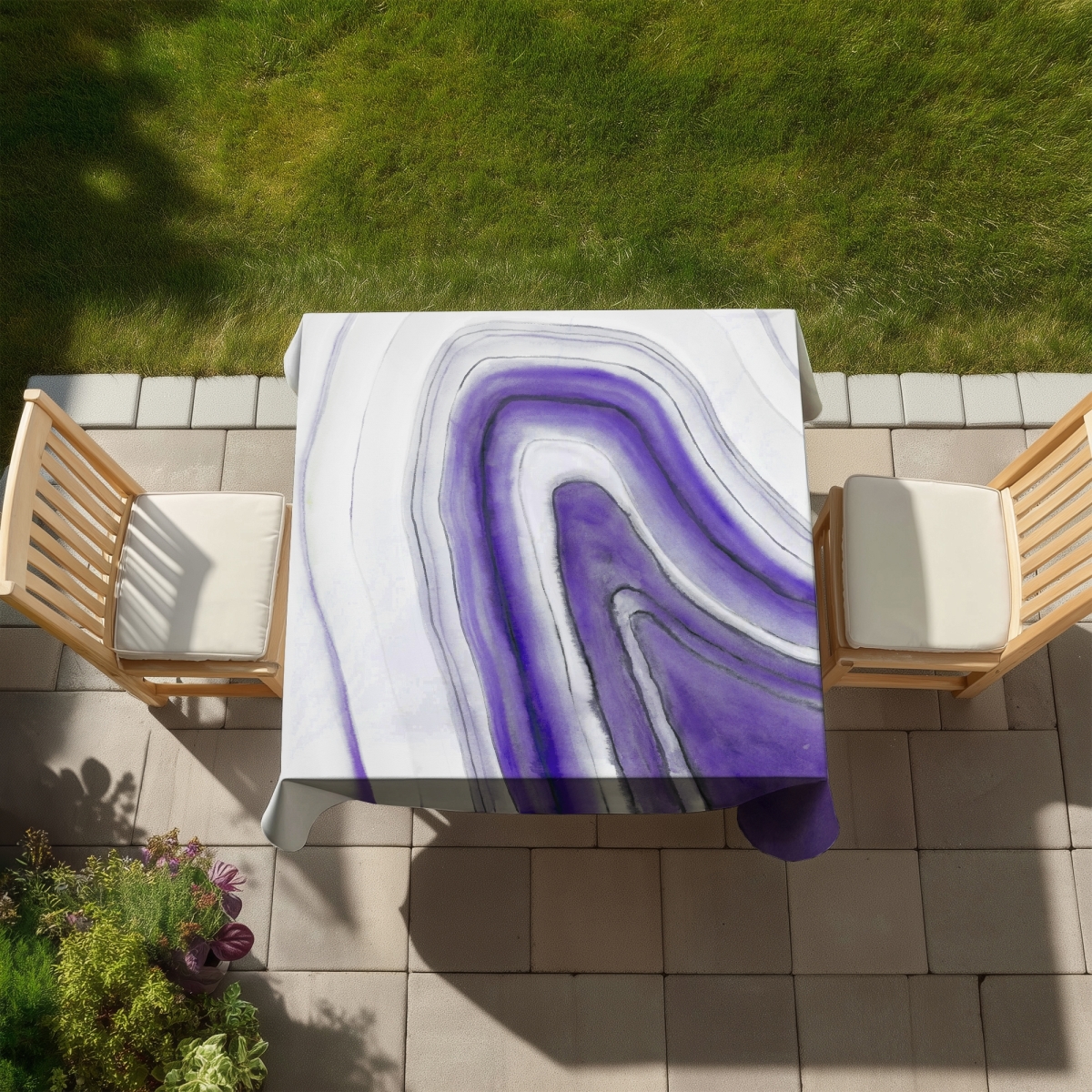 Picture of Begin Home Decor C1TC5858ZH9PND 58 x 58 in. Purple Round Geode Tablecloth - Indoor & Outdoor Home Decor